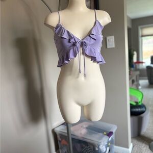 Windsor Lilac Ruffle Tie Crop Top